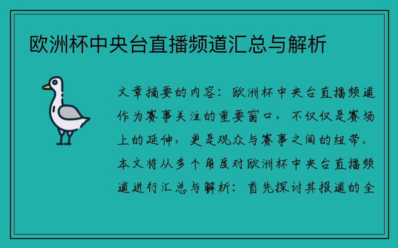 欧洲杯中央台直播频道汇总与解析
